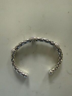 Scott Kay Sterling Braided Cuff with Pavé Accent Beads